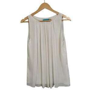 ALICE & OLIVIA Flowy Pleated Cream Sleeveless Top | XS